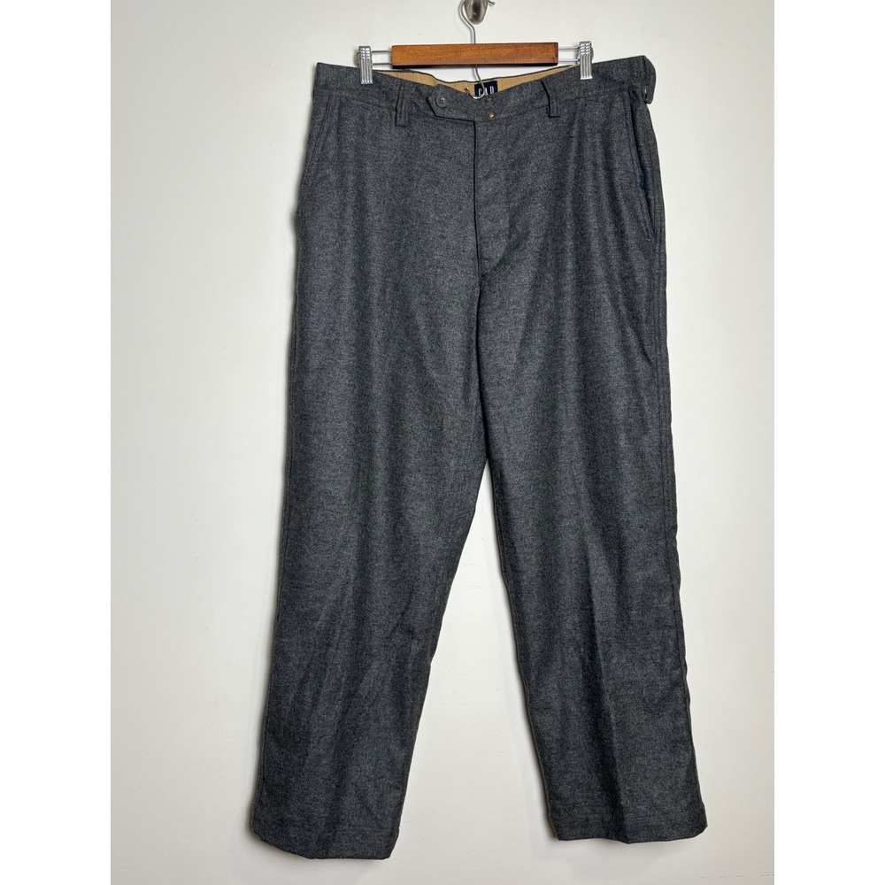 Gap Mens Vintage Gray Wool Blend‎ Straight Leg Trousers 36x30 Classic Academia